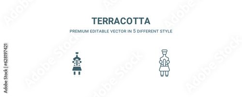 terracotta icon. Filled and line terracotta icon from military and war and  collection. Outline vector isolated on white background. Editable terracotta symbol
