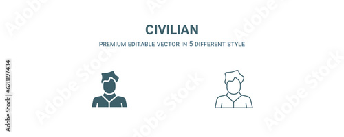 civilian icon. Filled and line civilian icon from military and war and  collection. Outline vector isolated on white background. Editable civilian symbol