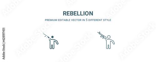 rebellion icon. Filled and line rebellion icon from military and war and  collection. Outline vector isolated on white background. Editable rebellion symbol