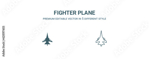 fighter plane icon. Filled and line fighter plane icon from military and war and  collection. Outline vector isolated on white background. Editable fighter plane symbol