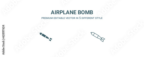 airplane bomb icon. Filled and line airplane bomb icon from military and war and  collection. Outline vector isolated on white background. Editable airplane bomb symbol
