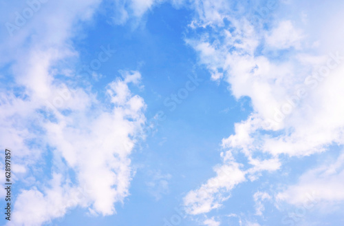 Beautiful White Clouds Floating on Bright Blue Sky 