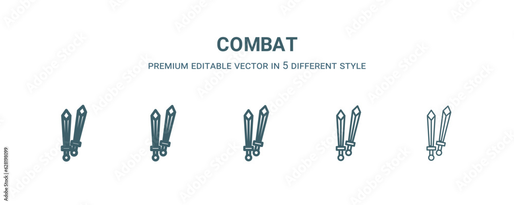 combat icon in 5 different style. Thin, light, regular, bold, black combat icon isolated on white background. combat icon in 5 different style. Thin, light, regular, bold, black combat icon isolated on white background.