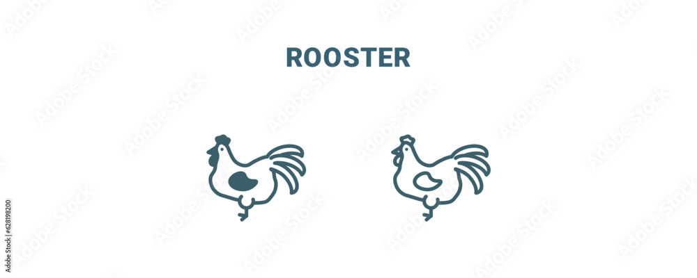 Fototapeta premium rooster icon. Line and filled rooster icon from agriculture and farm collection. Outline vector isolated on white background. Editable rooster symbol