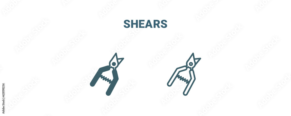 shears icon. Line and filled shears icon from agriculture and farm collection. Outline vector isolated on white background. Editable shears symbol shears icon. Line and filled shears icon from agriculture and farm collection. Outline vector isolated on white background. Editable shears symbol