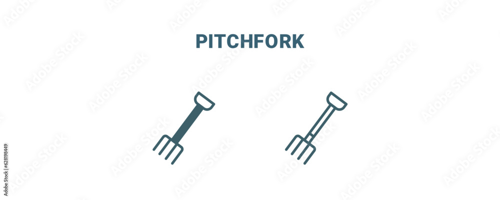 pitchfork icon. Line and filled pitchfork icon from agriculture and farm collection. Outline vector isolated on white background. Editable pitchfork symbol