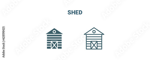 shed icon. Line and filled shed icon from agriculture and farm collection. Outline vector isolated on white background. Editable shed symbol