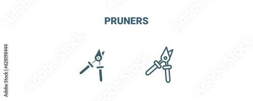 pruners icon. Line and filled pruners icon from agriculture and farm collection. Outline vector isolated on white background. Editable pruners symbol