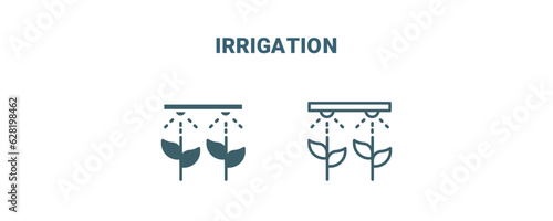 irrigation icon. Line and filled irrigation icon from agriculture and farm collection. Outline vector isolated on white background. Editable irrigation symbol