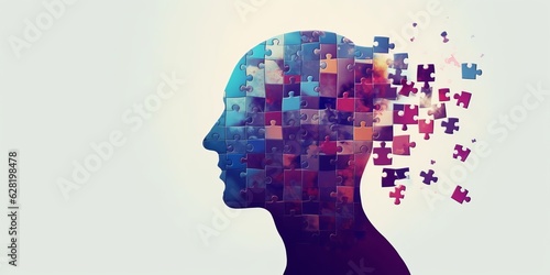 Alzheimer awareness day, dementia diagnosis, Parkinson´s disease, memory loss disorder, brain with puzzle pieces, Generative AI photo