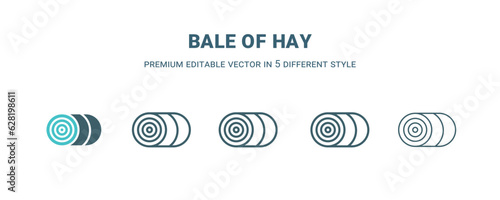 bale of hay icon in 5 different style. Outline, filled, two color, thin bale of hay icon isolated on white background. Editable vector can be used web and mobile