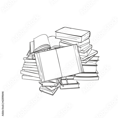 Line art of stack of book in hand drawn design for world literacy day for international literacy day