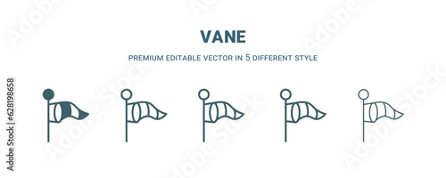 vane icon in 5 different style. Outline, filled, two color, thin vane icon isolated on white background. Editable vector can be used web and mobile