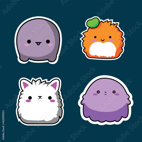 super cute kawaii animal cartoon sticker set of four for kids journals and projects