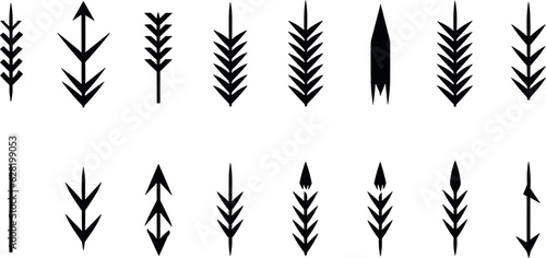 Arrow icons set, Directional arrows illustrations, Curved arrow vectors.