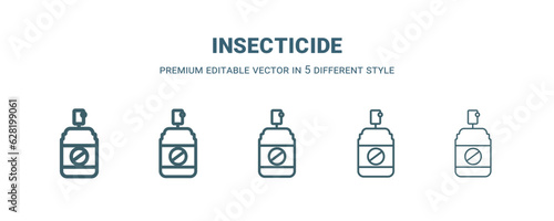 insecticide icon in 5 different style. Thin, light, regular, bold, black insecticide icon isolated on white background.