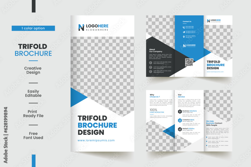 Corporate Business Trifold Brochure Template with A4 Size	