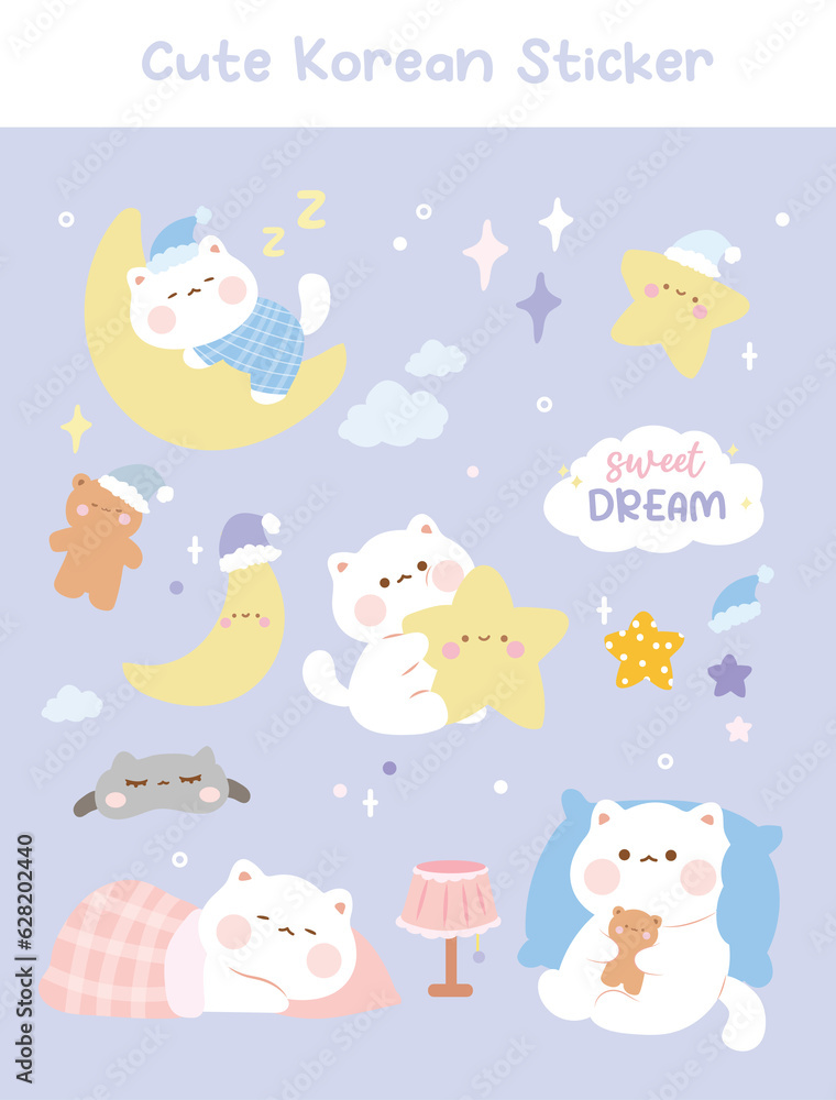 Cute korean sticker printable vector illustration Cute korean sticker printable vector illustration
