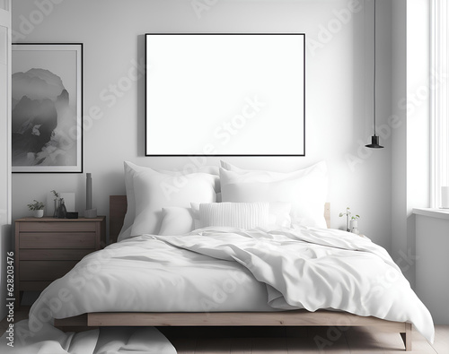 Room interior with template for a picture. Mockup. AI