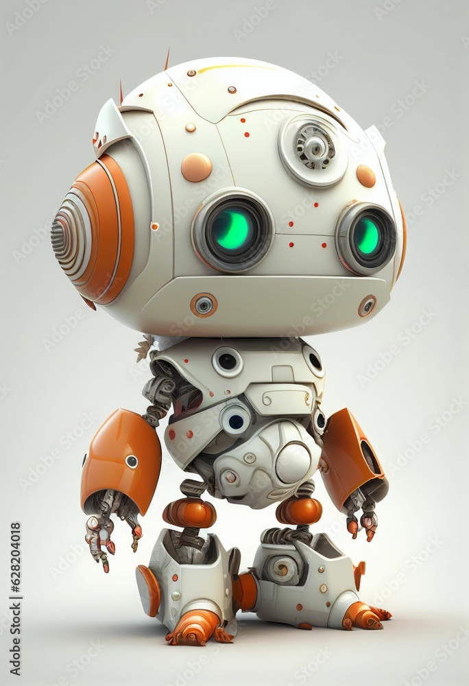 Character design of little cute robot on isolated background Created with Generative AI technology. Character design of little cute robot on isolated background Created with Generative AI technology.