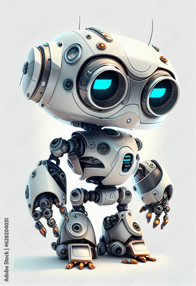 Character design of little cute robot on isolated background Created with Generative AI technology. Character design of little cute robot on isolated background Created with Generative AI technology.