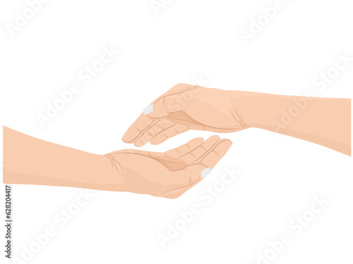 Hands on a white background.