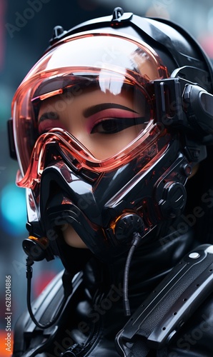 Generative Ai. Girl in cyber mask
