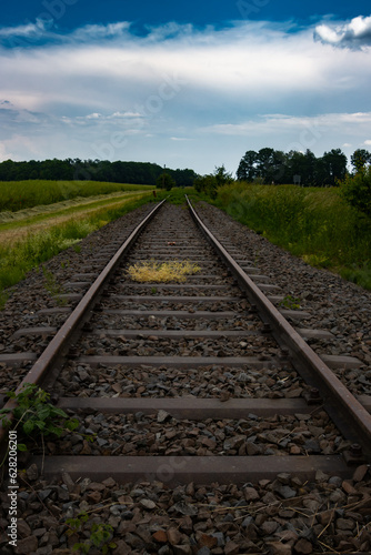 Low angle view of abandoned railroad tracks