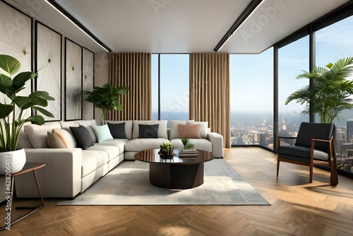 modern living room with furniture