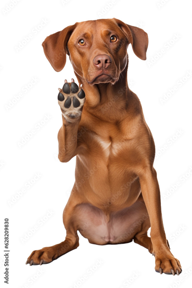 Dog giving high five isolated on white Dog giving high five isolated on white