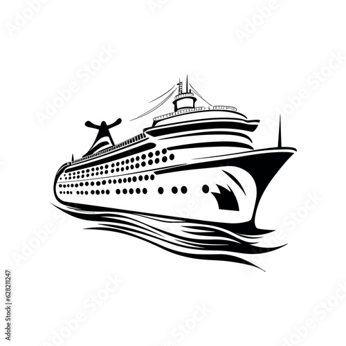 Cruise ship llogo design. Ocean liner icon. Vector illustration