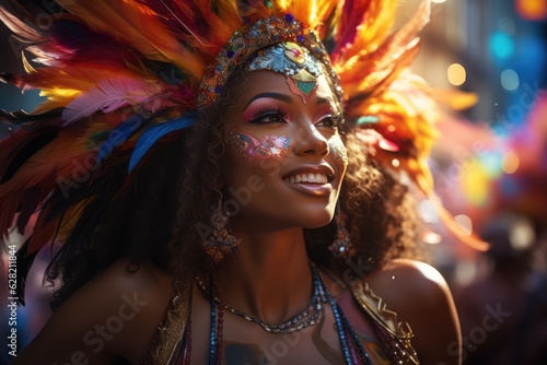 Colourful feather headdress, a signature of Notting Hill Carnival