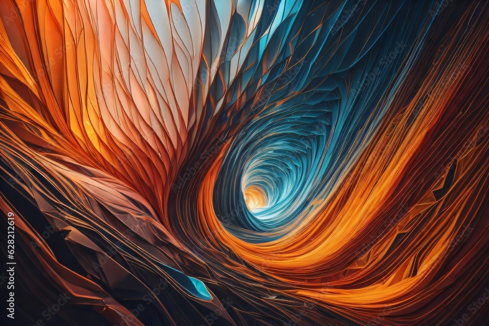 Image showcasing a blend of shapes on a vibrant background, resonating with concepts of space, illumination, and energy. Created with generative AI tools