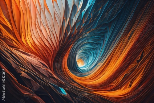 Image showcasing a blend of shapes on a vibrant background, resonating with concepts of space, illumination, and energy. Created with generative AI tools