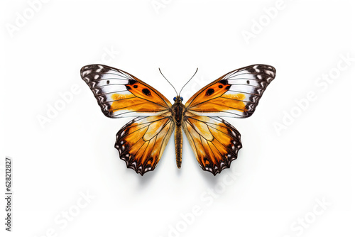 Butterfly with colorful wings isolated on white.