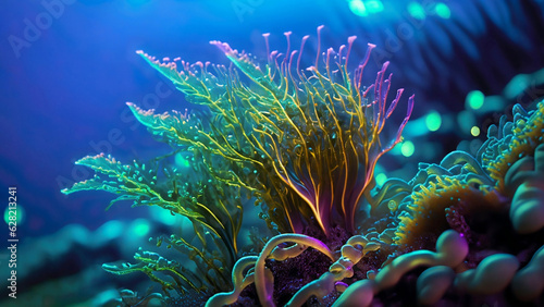 coral reef in a blue deep