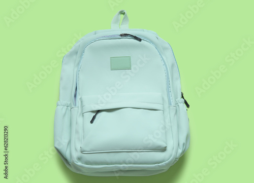 Light green backpack with z...