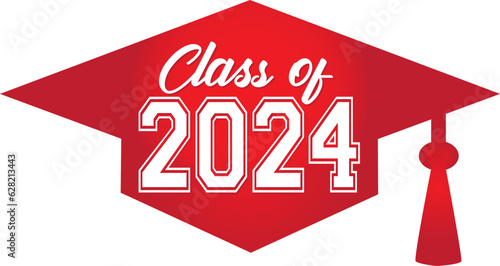 class of 2024 Red Graduation Cap