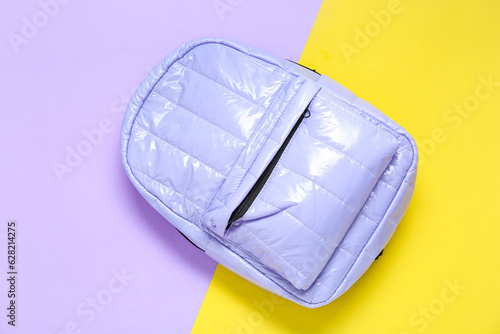 Shiny lavender quilted back...
