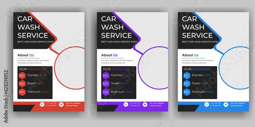 Creative Car Wash Flyer set, Abstract design carwash flyer bundle, Car Detailing, Auto Detailing Flyer, Car Wash poster templates