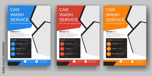 Creative Car Wash Flyer set, Abstract design carwash flyer bundle, Car Detailing, Auto Detailing Flyer, Car Wash poster templates