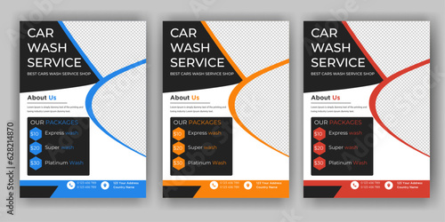 modern car wash car detailing and rental flyer, car service, and price list flyer, automobile car service flyer