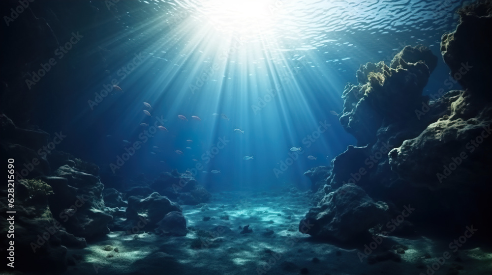 Fototapeta premium Underwater view of the sea. Underwater world.