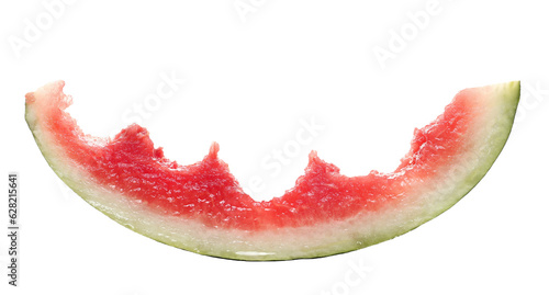 Fresh bitten watermelon slice isolated on white, clipping 
