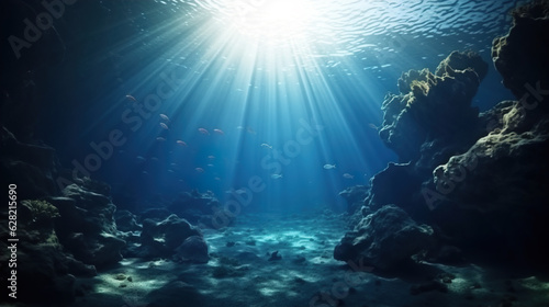 Underwater view of the sea. Underwater world.