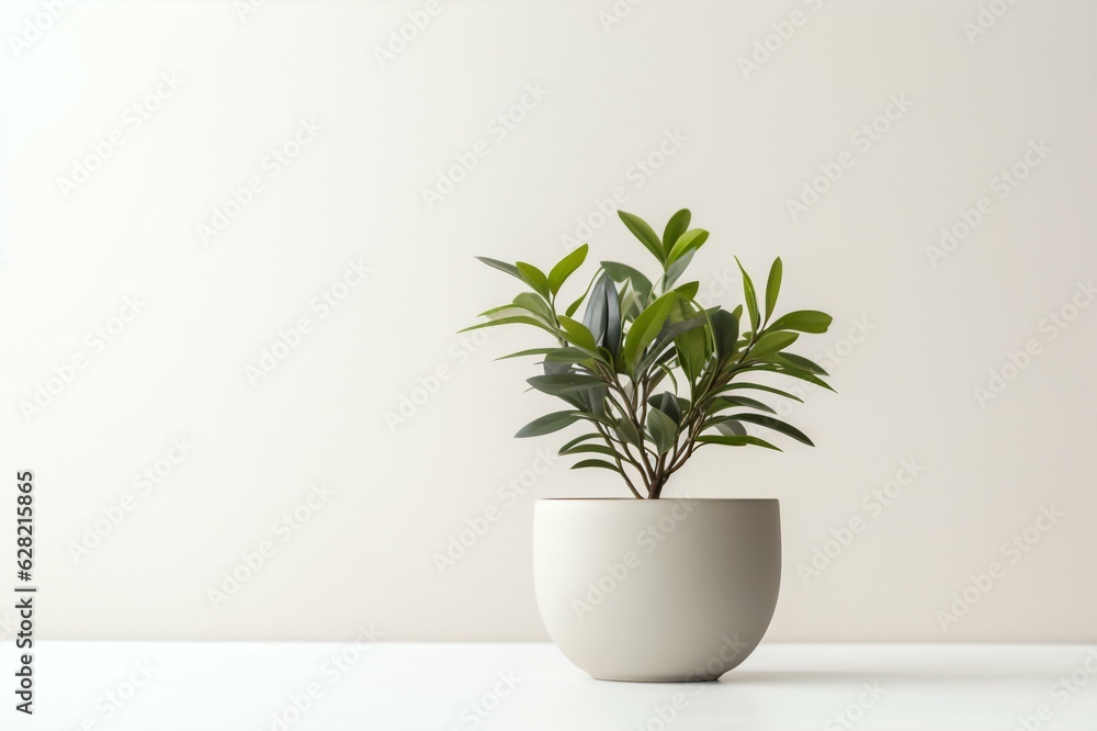Minimalistic Potted Plant Composition, Generative AI Minimalistic Potted Plant Composition, Generative AI