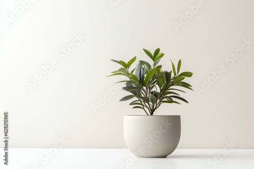 Minimalistic Potted Plant Composition, Generative AI © dariaren