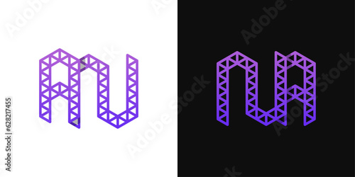 Letters AN and NA Polygon Logo Set, suitable for business related to polygon with AN and NA initials.