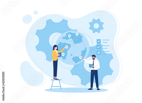 Expanding business scale and product promotion marketing strategy concept flat illustration