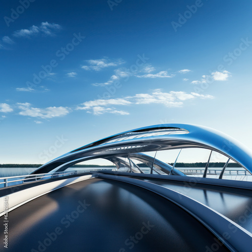 empty road with modern bridge